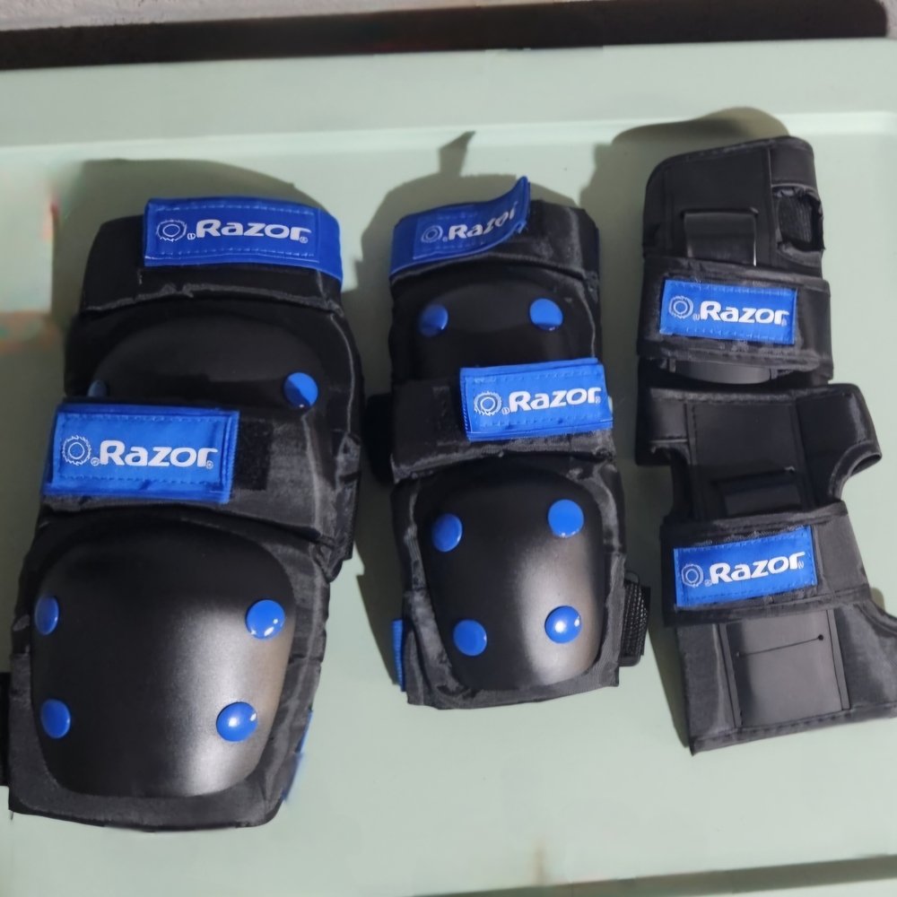 Black and Blue Protective Gear Set-Size Big Kids